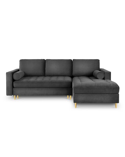 Santo umwandelbares Ecksofa für 5 Personen mit Stauraum aus dunkelgrauem Samt, 240 x 175 x 96 cm