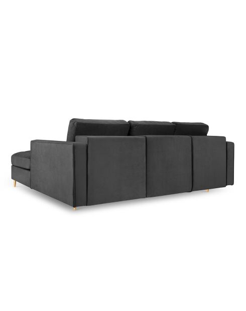 Santo umwandelbares Ecksofa für 5 Personen mit Stauraum aus dunkelgrauem Samt, 240 x 175 x 96 cm
