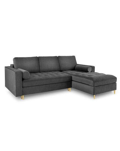 Santo umwandelbares Ecksofa für 5 Personen mit Stauraum aus dunkelgrauem Samt, 240 x 175 x 96 cm