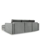 Santo 5-zits converteerbare hoekbank met kofferbak in grijs fluweel - 240x175x96 cm