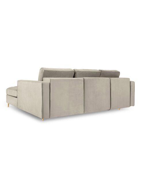 Canapé d'Angle Droit Convertible avec Coffre de Rangement Santo 5 Places en Velours beige - 240x175x96 cm