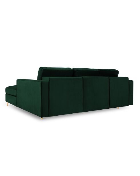 Canapé d'Angle Droit Convertible avec Coffre de Rangement Santo 5 Places en Velours vert bouteille - 240x175x96 cm