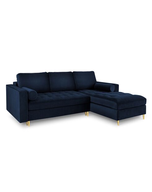 Canapé d'Angle Droit Convertible avec Coffre de Rangement Santo 5 Places en Velours bleu roi - 240x175x96 cm