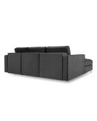Santo Ecksofa für 5 Personen, umwandelbar, links, mit Stauraum, aus dunkelgrauem Samt, 240 x 175 x 96 cm