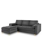 Santo Ecksofa für 5 Personen, umwandelbar, links, mit Stauraum, aus dunkelgrauem Samt, 240 x 175 x 96 cm