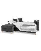 Santo Ecksofa für 5 Personen, umwandelbar, links, mit Stauraum, aus dunkelgrauem Samt, 240 x 175 x 96 cm