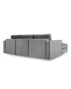 Canapé d'Angle Gauche Convertible avec coffre Santo 5 Places en Velours gris - 240x175x96 cm