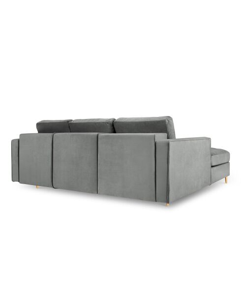 Canapé d'Angle Gauche Convertible avec coffre Santo 5 Places en Velours gris - 240x175x96 cm