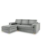 Canapé d'Angle Gauche Convertible avec coffre Santo 5 Places en Velours gris - 240x175x96 cm