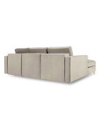 Canapé d'Angle Gauche Convertible avec Coffre de Rangement Santo 5 Places en Velours beige - 240x175x96 cm