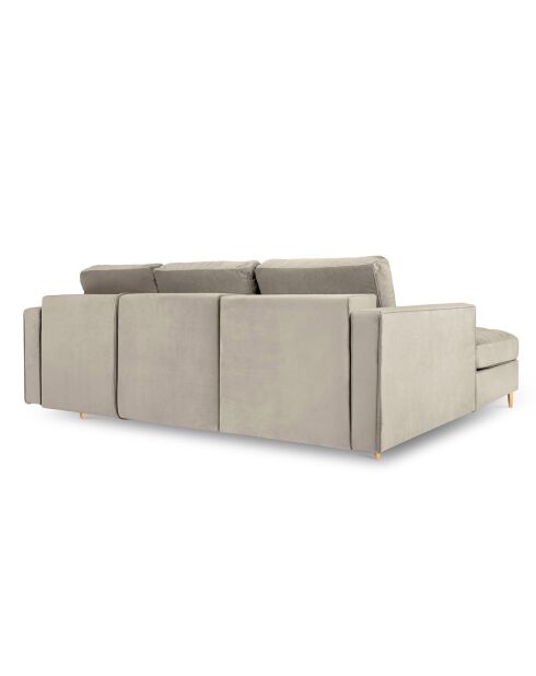 Canapé d'Angle Gauche Convertible avec Coffre de Rangement Santo 5 Places en Velours beige - 240x175x96 cm