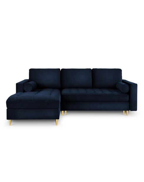 Santo Ecksofa für 5 Personen, umwandelbar, mit Stauraum, aus königsblauem Samt, 240 x 175 x 96 cm