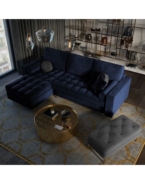 Santo Ecksofa für 5 Personen, umwandelbar, mit Stauraum, aus königsblauem Samt, 240 x 175 x 96 cm