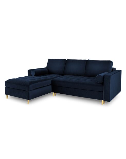 Santo Ecksofa für 5 Personen, umwandelbar, mit Stauraum, aus königsblauem Samt, 240 x 175 x 96 cm