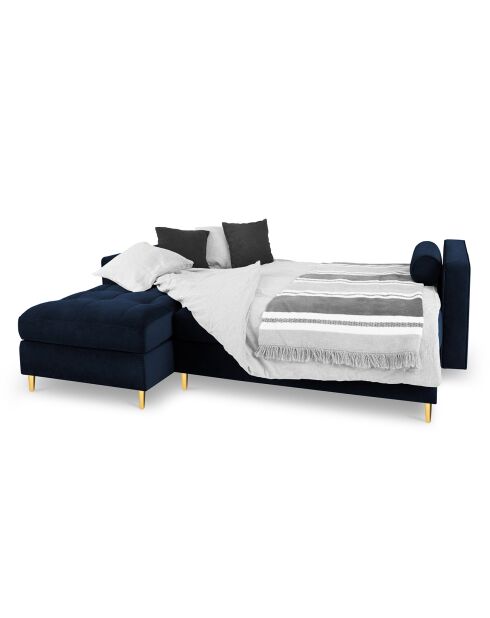 Santo Ecksofa für 5 Personen, umwandelbar, mit Stauraum, aus königsblauem Samt, 240 x 175 x 96 cm