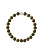 Bracelet Tibétain Buddah Pouvoir de Contrôle en Unakite vert/orange