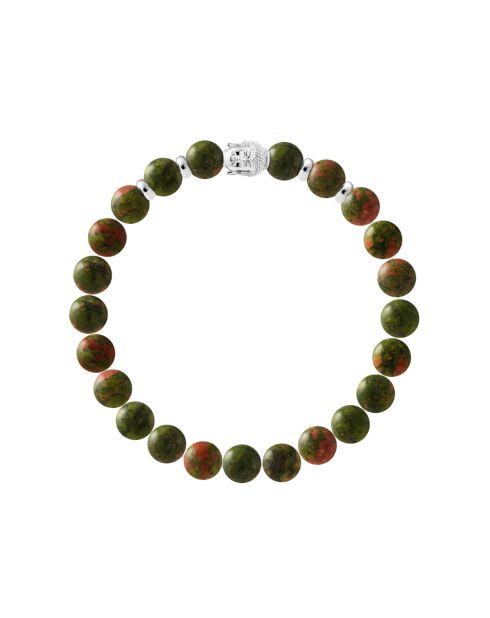 Bracciale Tibetan Buddah Power of Control in Unakite verde/arancione