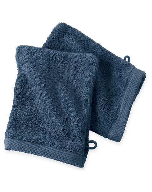 2 Gants de toilette bleu jean - 16x21 cm