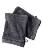 2 Gants de toilette gris anthracite - 16x21 cm