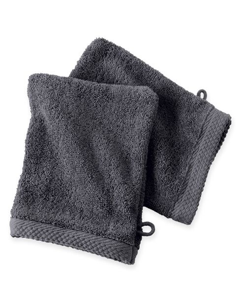 2 Gants de toilette gris anthracite - 16x21 cm