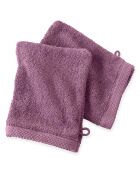 2 Gants de toilette prune - 16x21 cm