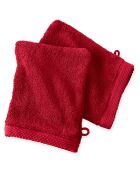 2 Gants de toilette rouges - 16x21 cm