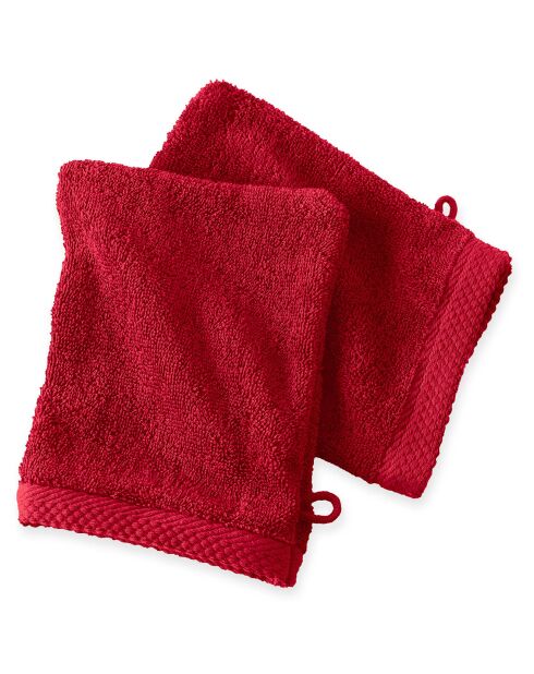 2 Gants de toilette rouges - 16x21 cm