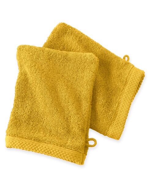 2 Gants de toilette safran - 16x21 cm