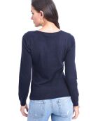 Pull en Cachemire & Soie col V bleu nuit