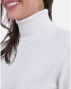 Pull en Cachemire & Soie col roulé blanc