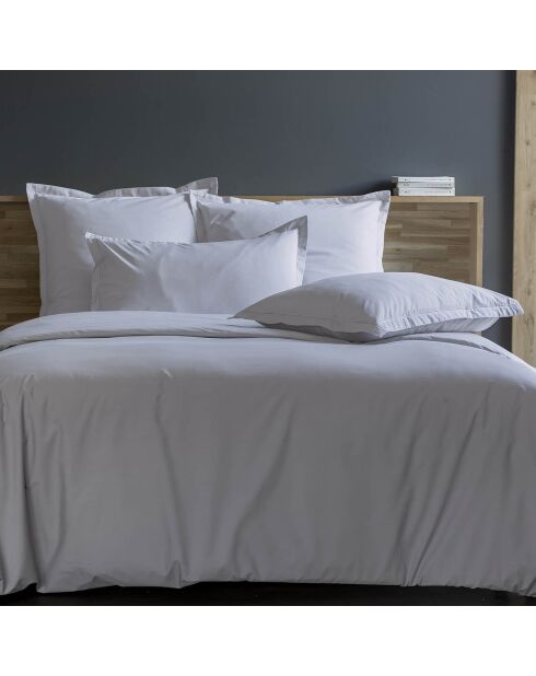 Federa per cuscino in 100% raso di cotone grigio perla