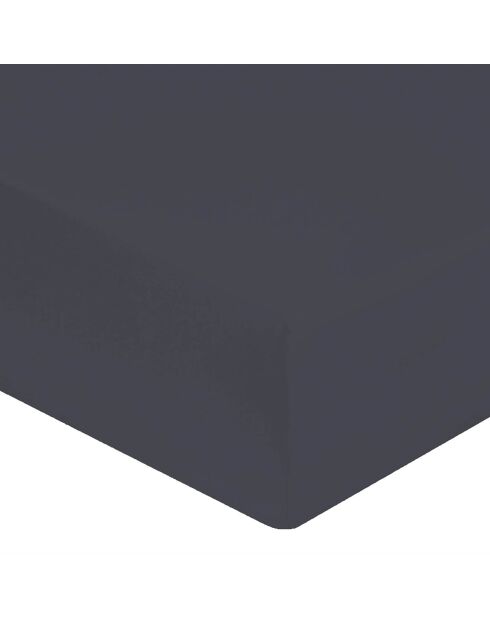 Drap housse  100% Satin de Coton bonnet 30 cm anthracite