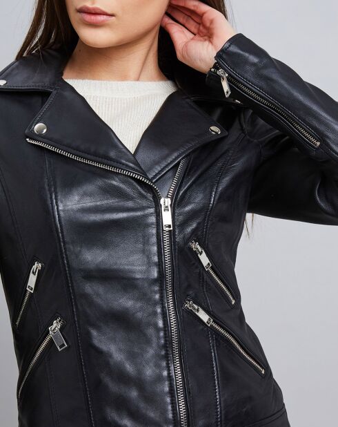 Veste en Cuir d'Agneau Denise noire