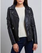 Veste en Cuir d'Agneau Denise noire