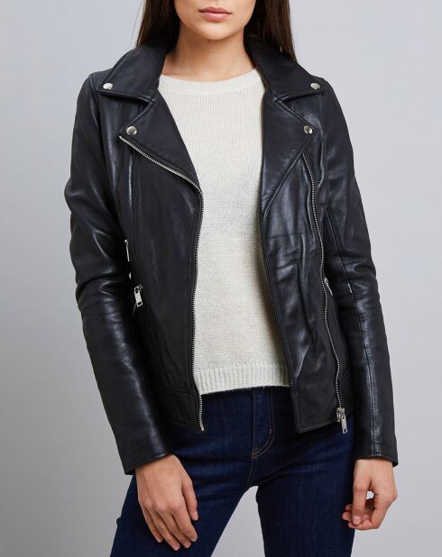 Veste en Cuir d'Agneau Denise noire