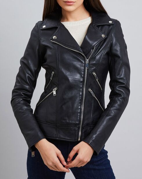 Veste en Cuir d'Agneau Denise noire