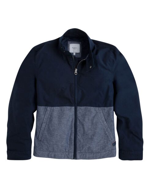 Blouson bimatière denim Tilos bleu marine