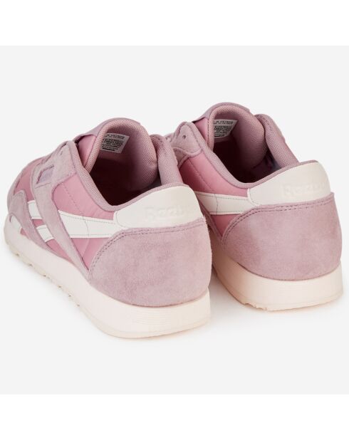 Baskets en Velours de Cuir & Mesh Cl Nylon J4 roses