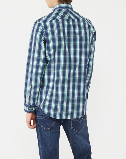 Chemise droite à carreaux Chandler bleue