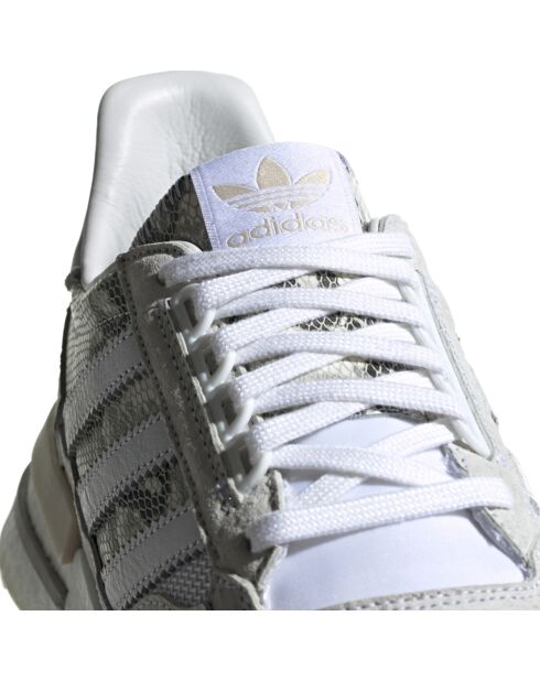 Baskets en Velours de Cuir & Mesh Zx 500 RM snake print blanc/beige