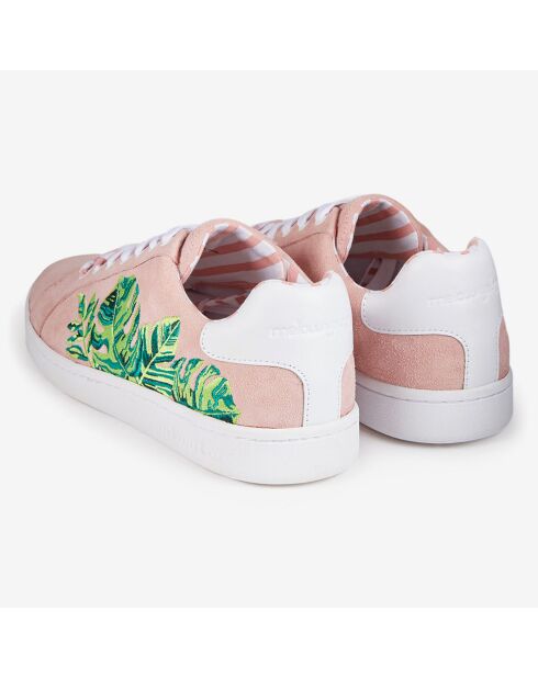 Sneakers en Velours de Cuir Faleaf roses