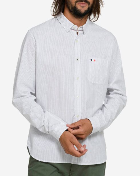 Chemise droite Canzo rayures blanche