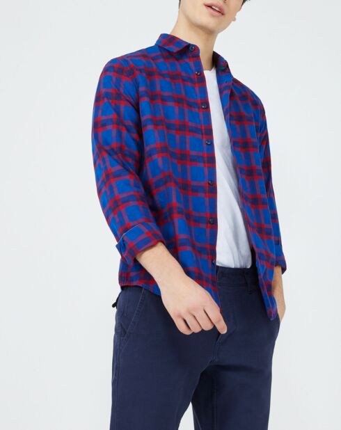 Priko regular fit hemd blauw/rood