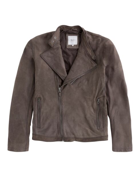 Blouson en Velours de Cuir de Chèvre Goodman gris foncé