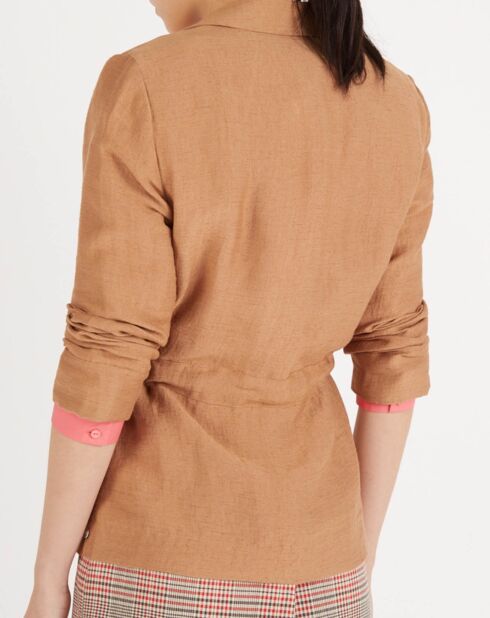 Giacca da abito beige in misto lino