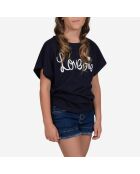 T-Shirt à inscription bleu marine