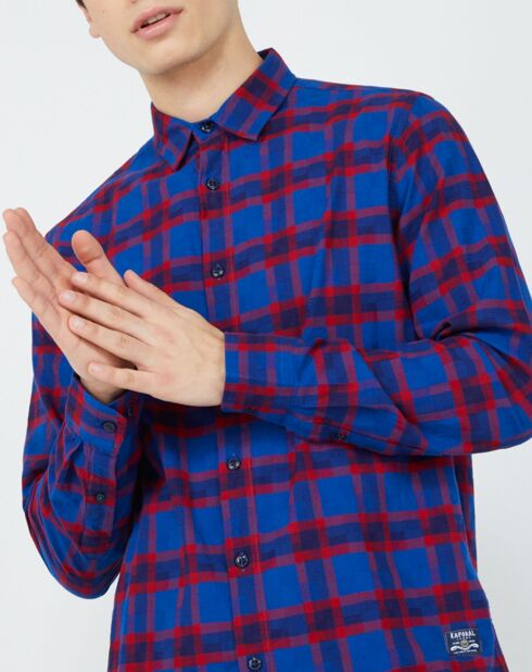 Priko regular fit hemd blauw/rood
