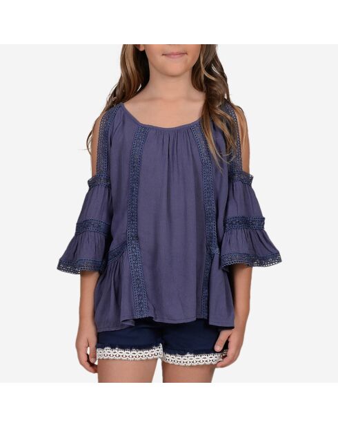 Tunique ample à manches évasées bleu marine