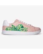 Sneakers en Velours de Cuir Faleaf roses