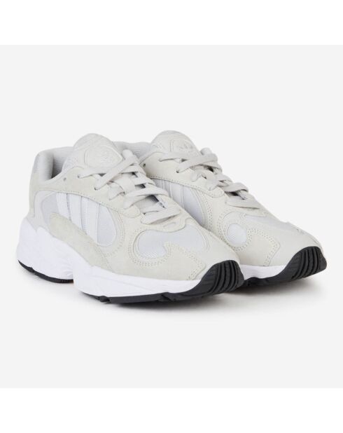 Baskets en Velours de Cuir & Mesh Yung-1 écrues